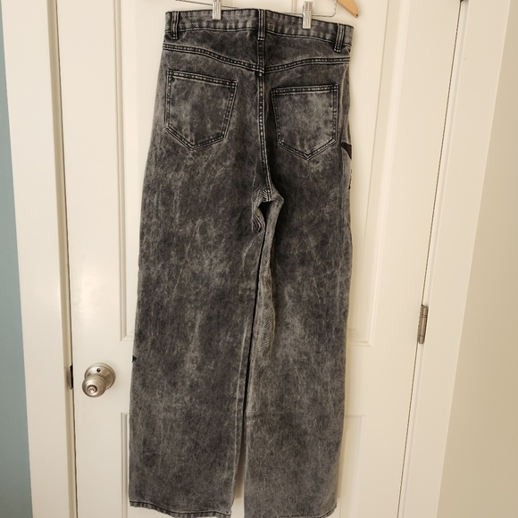 Hot Topic Black Star Grommet Wide Leg Denim Pants Jeans Grunge Goth Punk Size 7 - Picture 4 of 17